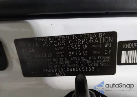 2004 Kia Sedona Ex/Lx из США, поврежденный, VIN KNDUP131046565133